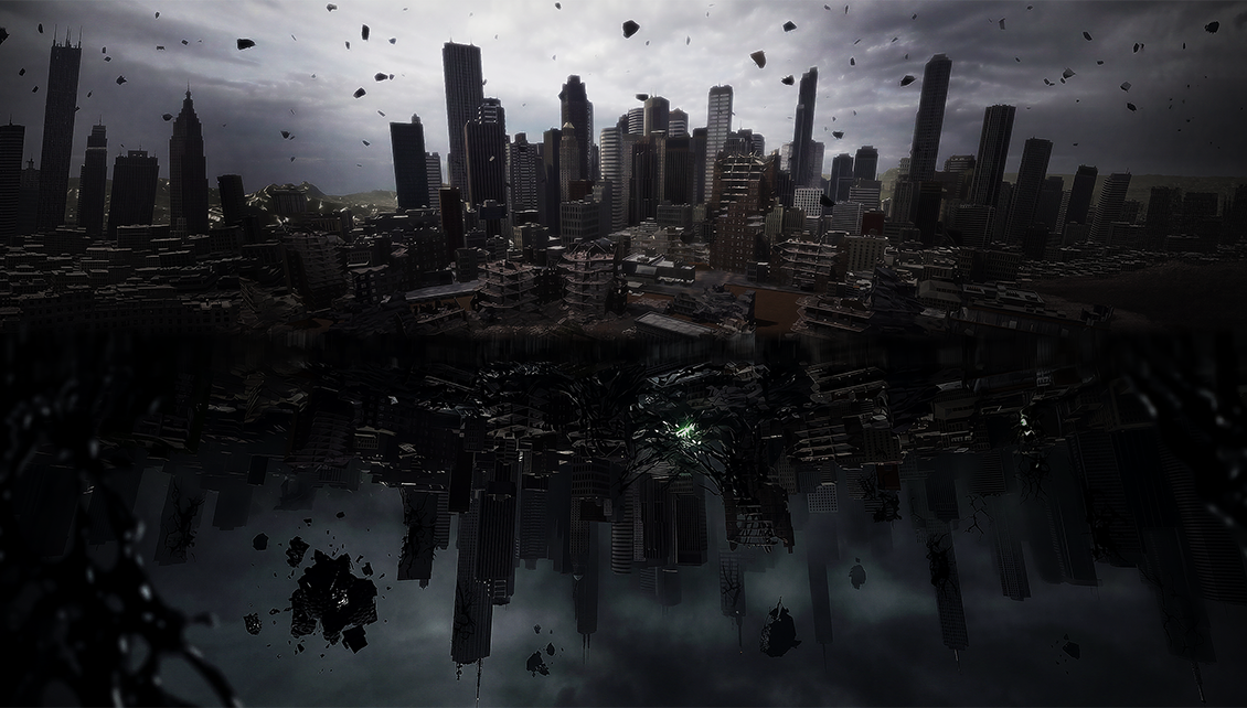 An Abyss-corrupted industrial scene in Waste The Fallen